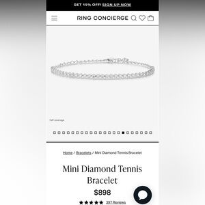 Ring Concierge mini tennis bracelet, half coverage. 14k white gold